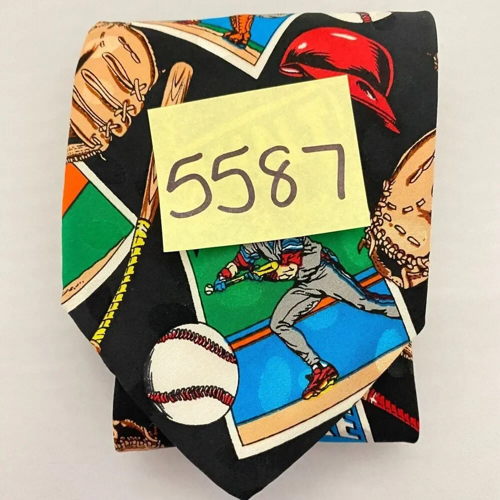 #5587 Addiction Men's Vintage Novelty Sports Baseball Necktie, Tie 58X4